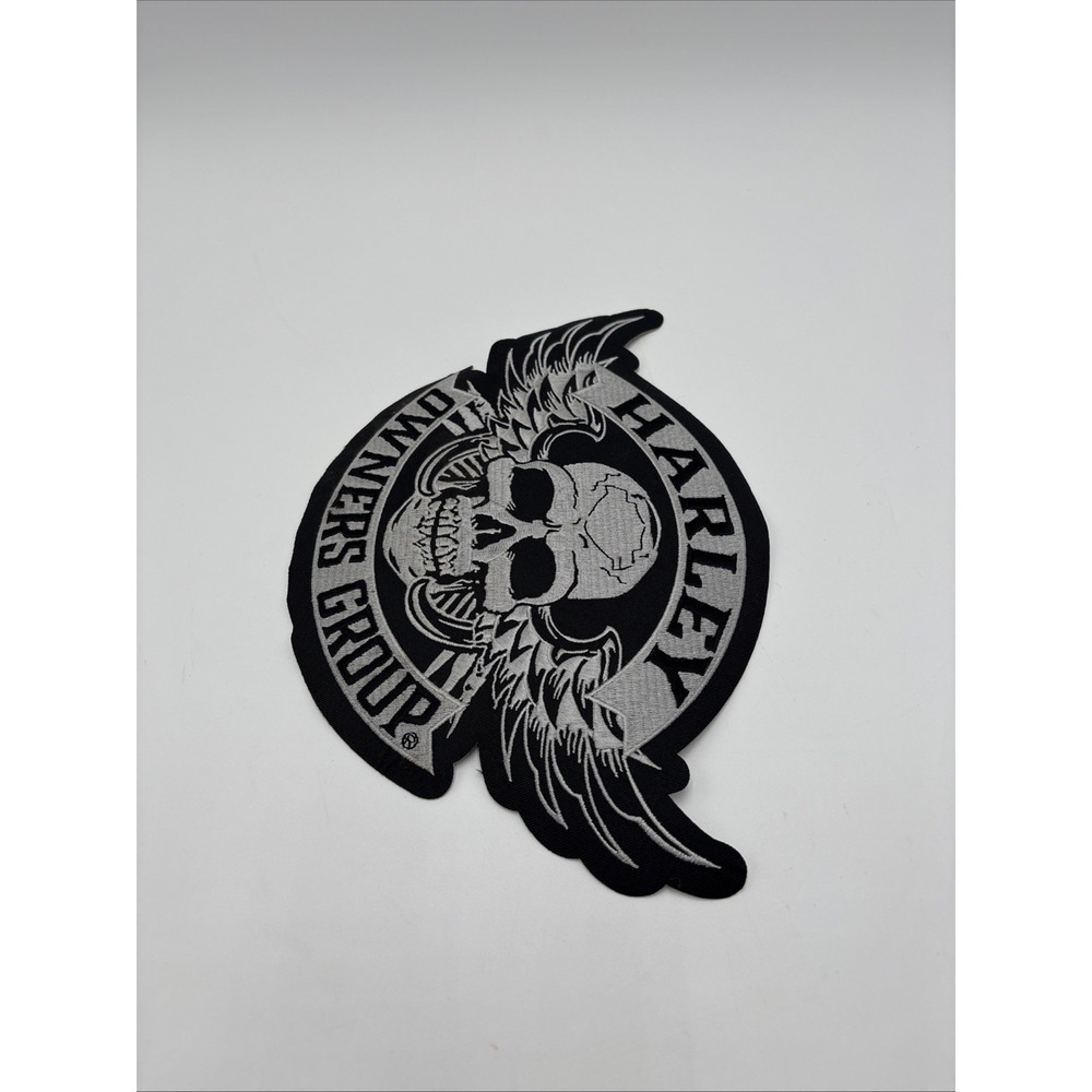 Large Winged Skull Silver Patch ~ Harley Davidson Owners Group H.O.G. - Picture 8 of 12